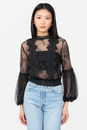 Clara Mesh Lace Crop Blouse