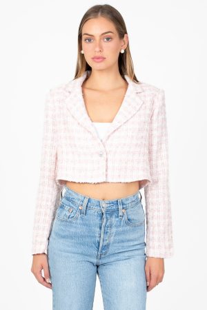 Althea Jewel Button Tweed Crop Blazer
