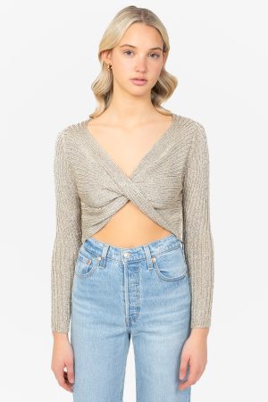 Taylor Twist Front Metallic Knit Sweater