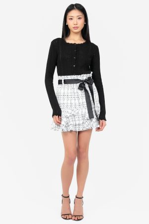 Eloise Belted Tweed Mini Skirt