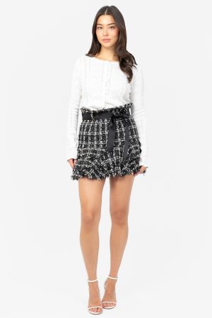 Neomie Belted Tweed Mini Skirt
