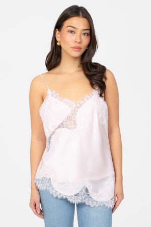 Chantilly Lace Satin Asymmetrical Blouse