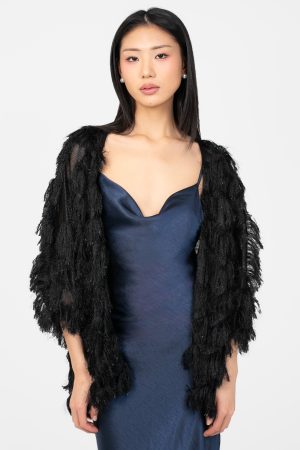 Marcy Shaggy Sparkle Open Jacket