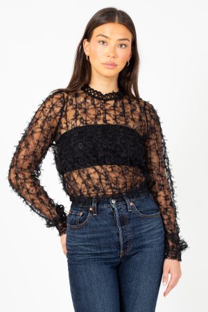 Babylon Mesh Bow Applique Blouse
